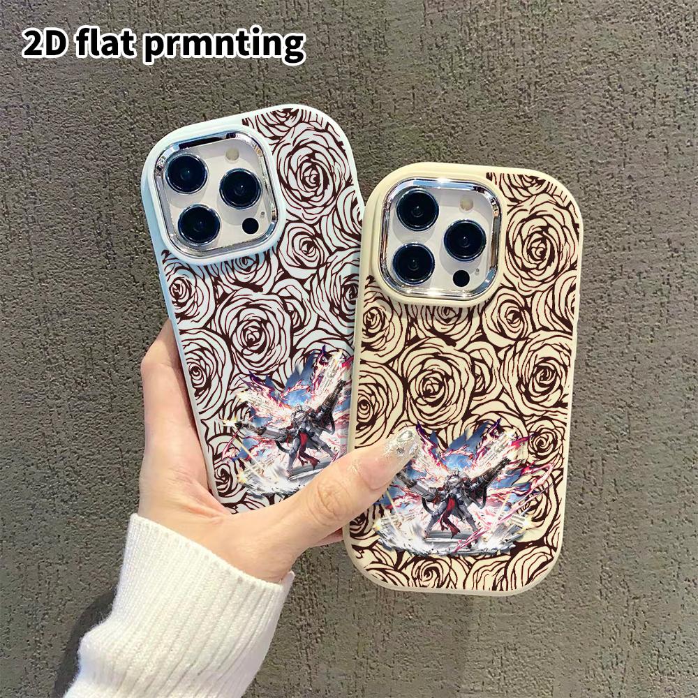 Phone case: 2D flat design suitable for iPhone 18 17 16 15 14 13 Pro protective case, couple style, twin gun flames, Christmas and Halloween gifts