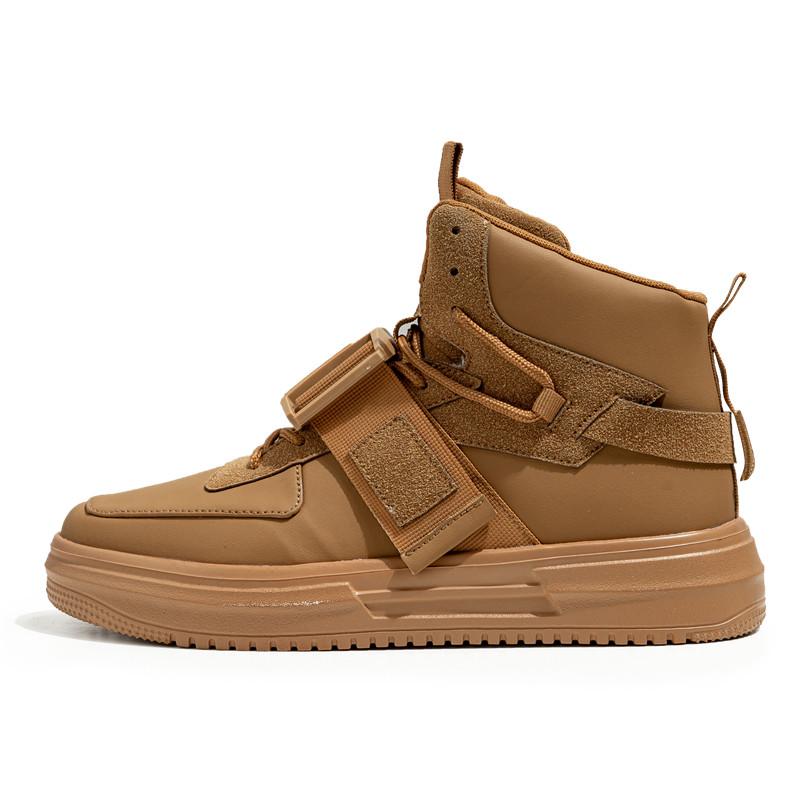 Fashion Brown Men's High Top Sneakers Quality Men's Skateboard Shoes Platform Casual Mens Designer Sneakers Zapatillas Hombre