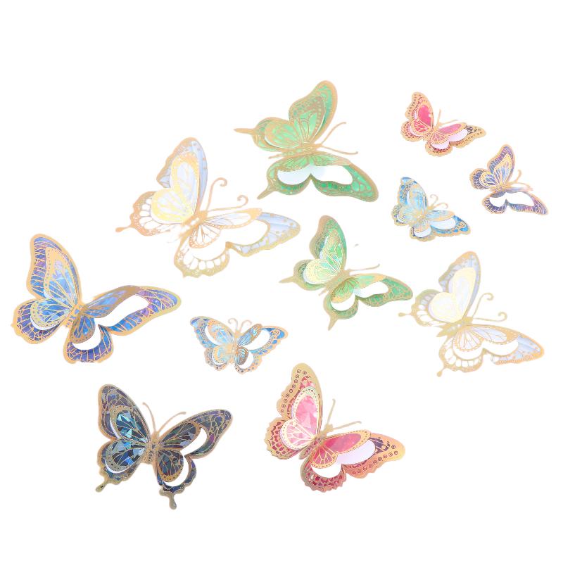 12Pcs Waterproof Butterfly Stickers Self Adhesive Ideal for Scrapbooking and DIY Projects