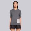 TB Unisex Summer T-Shirt Round Neck Versatile Classic Four Bar Knit Sweater Casual Base Top with Half Sleeves
