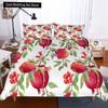 Red Pomegranate King Queen Duvet Cover Summer Tropical Fruit Bedding Set for Adults Green Leaves 2/3pcs Polyester Quilt Cover