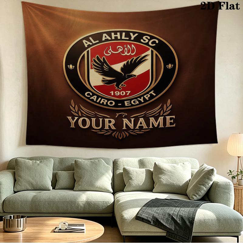 Custom Name Al Ahly SC Printed Tapestry – Wall Hanging for Bedrooms, Dorms, and Home Decor