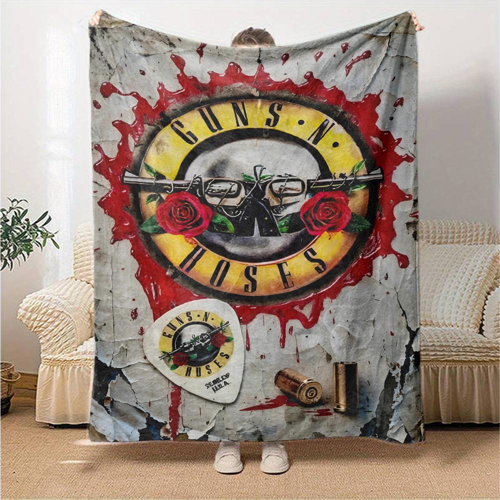 Guns N Roses Theme Printed Blanket - Perfect for Couch, Bed, Travel & Outdoor Use | Machine Washable, Cozy & Durable.