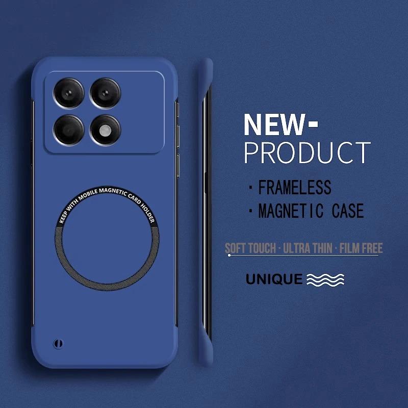 

Ultra Thin Hard PC Magnetic Frameless Phone Case For Magsafe Xiaomi Redmi Note 15 14 13 Pro 12 11S 10 10S 10T Matte Solid Cover Redmi Note 13 Pro 5G