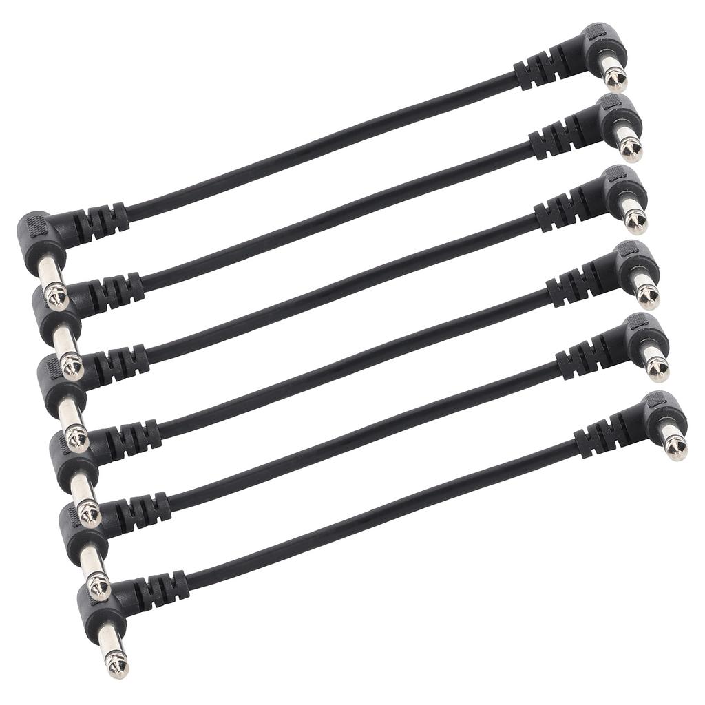 6PCS Guitar Effect Pedal Cables 6.35mm Elbow Right Angle Connector Head 6in Length