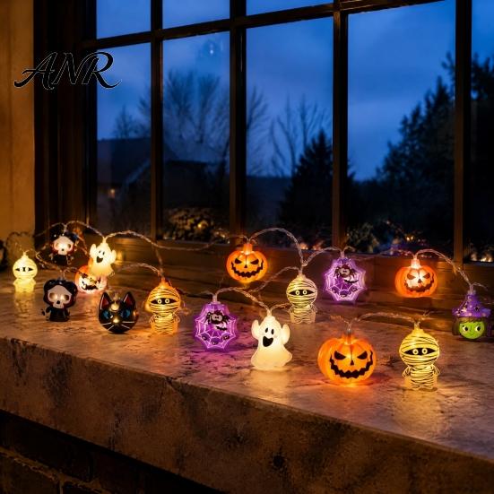 Bedroom Festive Lighting Halloween String Lights, 10/20 LED Spooky Pumpkin Ghost Fairy Light, Battery Decorative Powered Bulbs Operated Lights