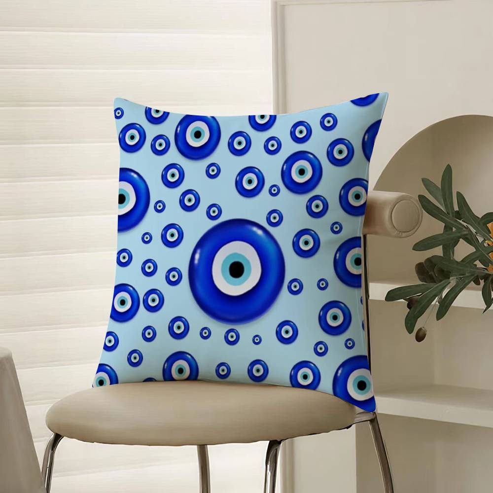 Evil Eye Symbol Art Pillow Case Comfort Sofa Bed Silky Elegant Invisible Zipper Decorative Cushion Cover