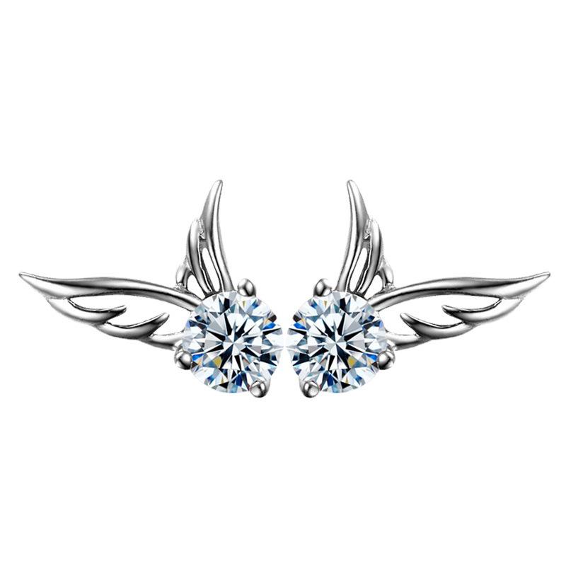 Women's Korean Angel Wings Diamond Earrings - Fashion Accessories