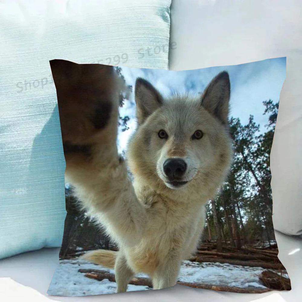 1pc Animal Wolf Pillow Case Square Bedroom Sofa Leisure Comfort Cushion Car Living Room Home Decoration