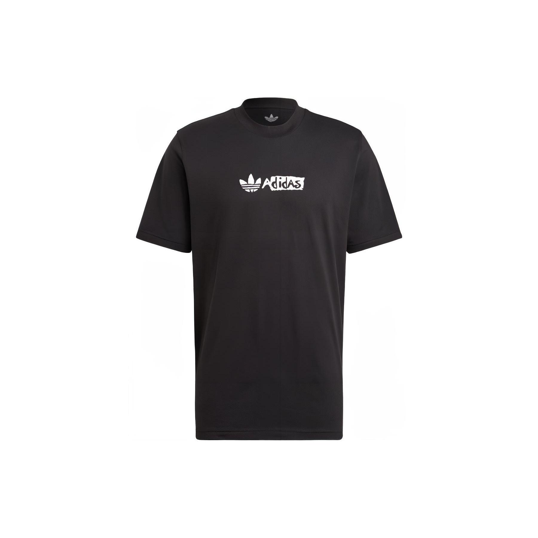 adidas originals Solid Color Logo Sports Short Sleeve Black Men s HT1657 M