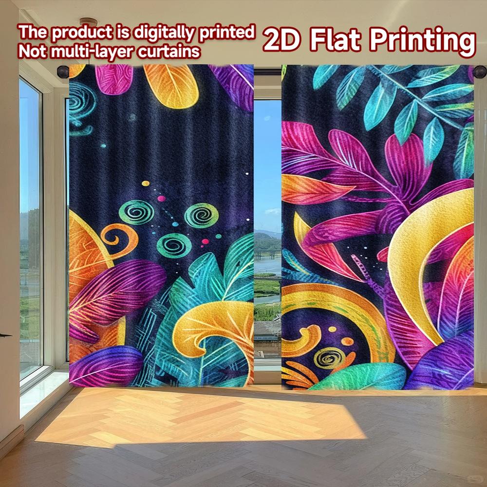 

Set Of 2 Flat Printing Curtains Without Rod Floral Mandala Design April Fools Is Day Festival Chic Print Versatile Curtain Made Polyester W100*H70(CM)-Hooks&2PCS