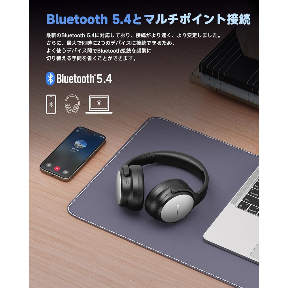 [VGP 2025 Gold Award Winner] EarFun Tune Pro Wireless Headphones, Bluetooth 5.4, [40mm + 10mm Dual Drivers], Wireless, USB-C, and AUX Wired Connection