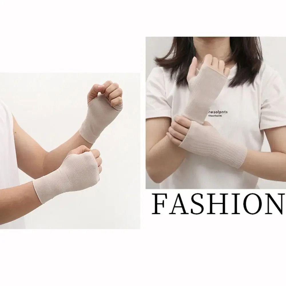 1Pair Elastic Anti-UV Gloves Ice Silk Fingerless Gloves Sunscreen Half Finger Gloves Summer Outdoor