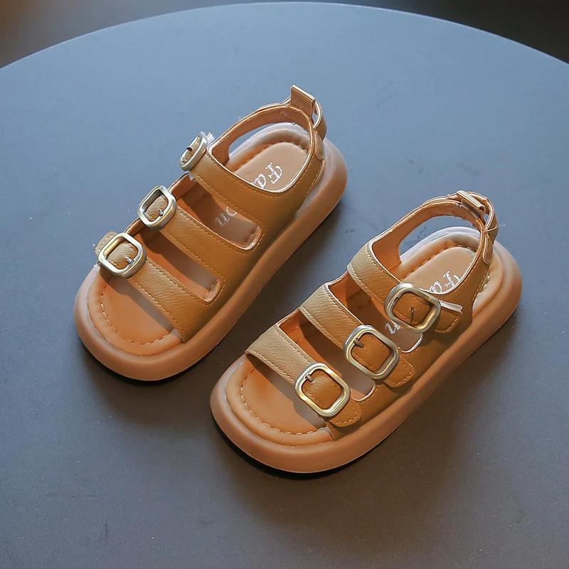 Summer Kids Sandal Cut-outs Non-slip Children Causal Boys Beach Sandals Fashion Solid Color Girls Children Sandals Soft Bottom