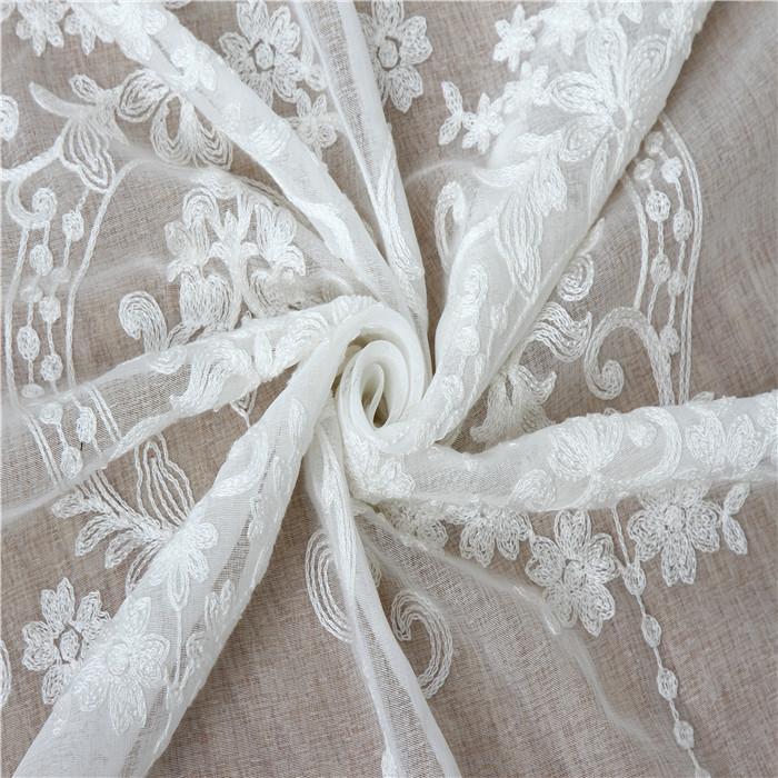 Zarif Fransız Danteli İşlemeli Şeffaf Perdeler | Romantik Çiçek Tasarımı, Oturma Odası, Balkon, Çıkma Pencereler ve Kapı Geçişleri için Hafif Polyester Tül