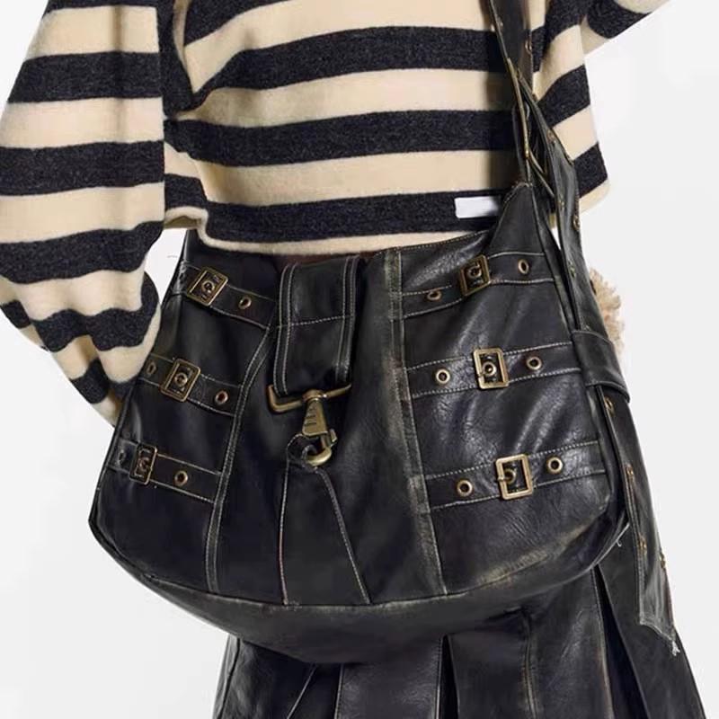 

Осень и зима новая сумка-локомотив Y2K Spice Girl, полированная сумка-локомотив в стиле пустоши, функциональная плечевая сумка Maillard, ретро-пасс чёрный