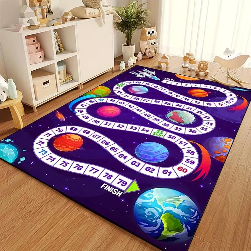 Cartoon Snake and Ladder Board Game Pattern Living Room Bedroom Carpet Bedside Bathroom Floor Mat 15 Sizes Kid's Room Play Mats