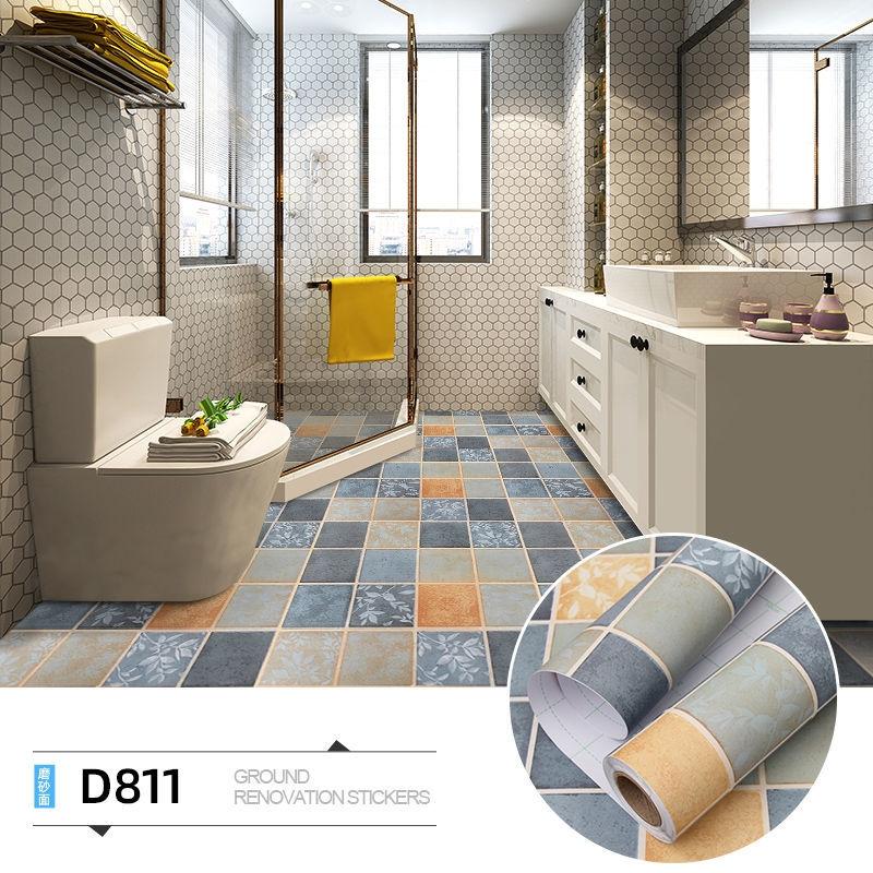 Adhesivo Autoadhesivo para Baldosas de Piso Impermeable Antideslizante Removible PVC Decoración para Baño Cocina Sala de Estar Película para Piso Peel and Stick
