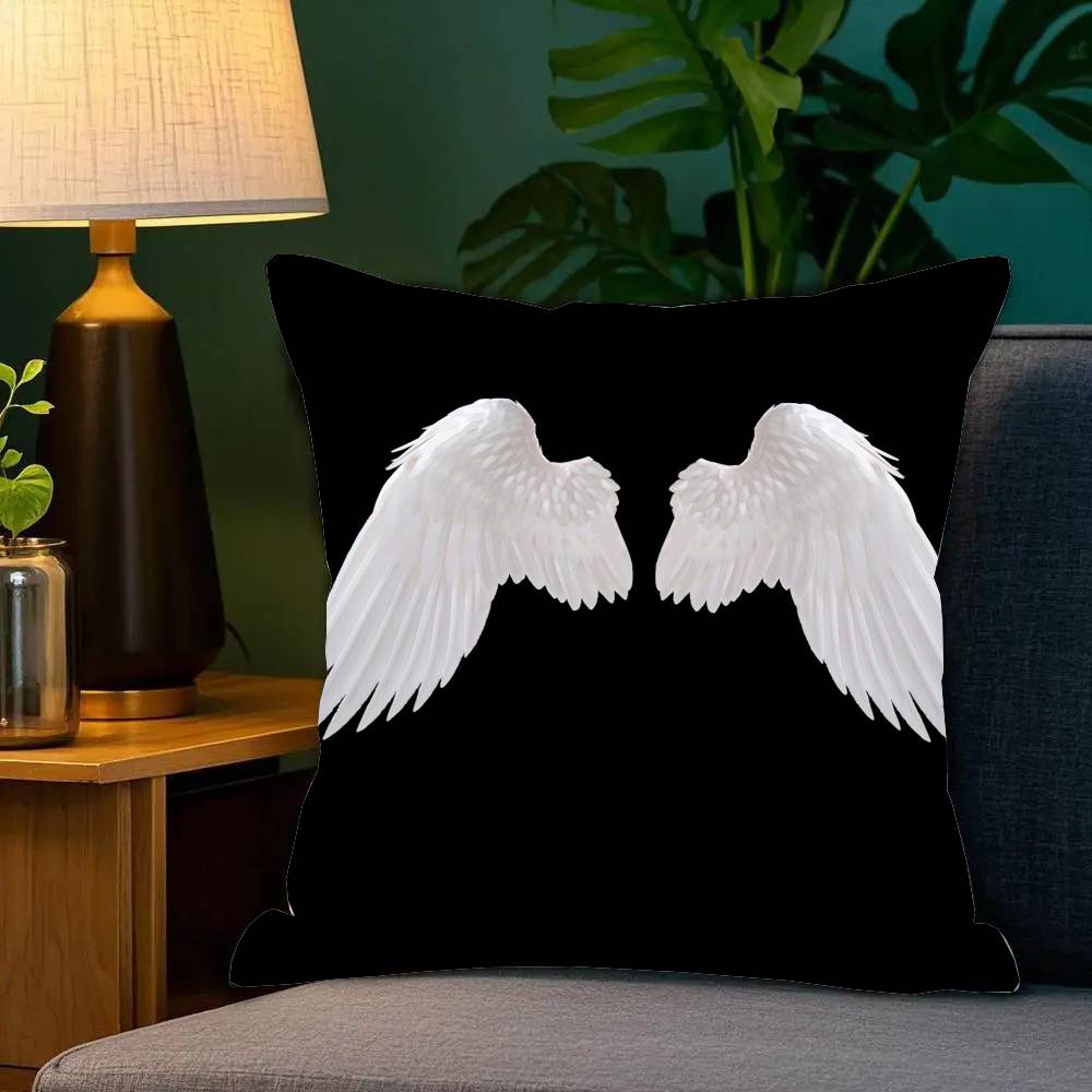 Angel Wings Pillow Case Fashion Square Pillowcase Bedroom Sofa Room Ins Decoration Leisure