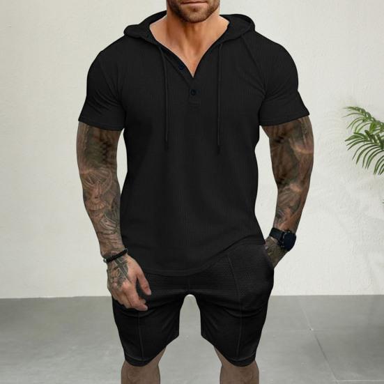 

2 шт./компл., комплект мужской спортивной одежды, футболка с короткими рукавами и талией, эластичный шнурок, широкие шорты, комплект, однотонный наряд M хаки