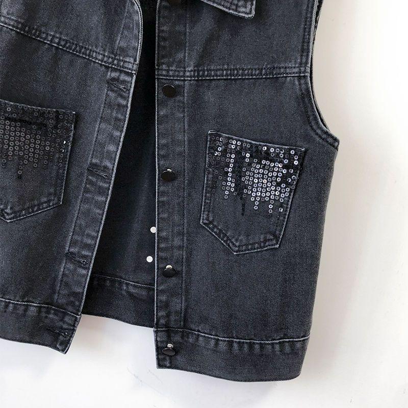 Jeansweste für Damen im Frühling und Herbst, lockere und vielseitige, ärmellose Camisole-Jacke in Übergröße