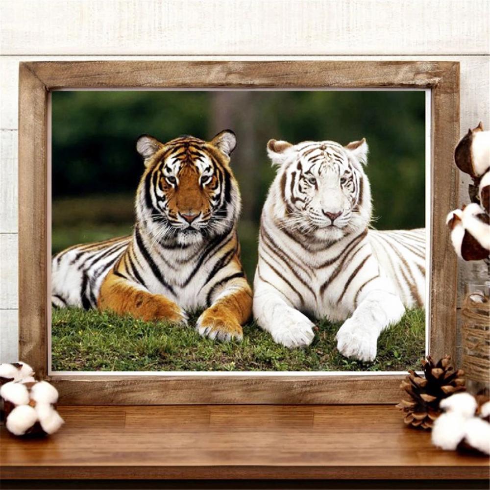 5D broderie cu diamante tigru imagine cu strass complet pătrat rotund foraj diamant pictura animale artizanat Home Decor