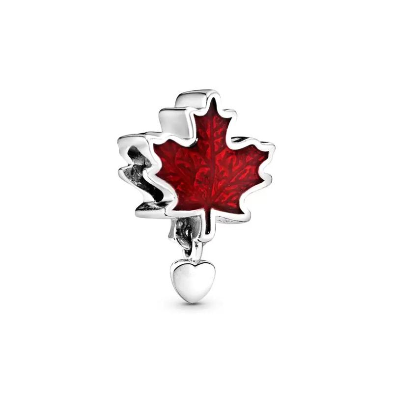 Fine Diy Women Jewelry Gifts Red Series Charm Beads Seeded Strawberry Maple Leaf Cherry Lucky Bag Fit Original Bracelet