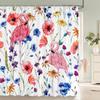 Nordic Style Flower Leaf Plant Printed Fabric Shower Curtains Floral Bath Screen Waterproof Products Bathroom Decor With Hooks