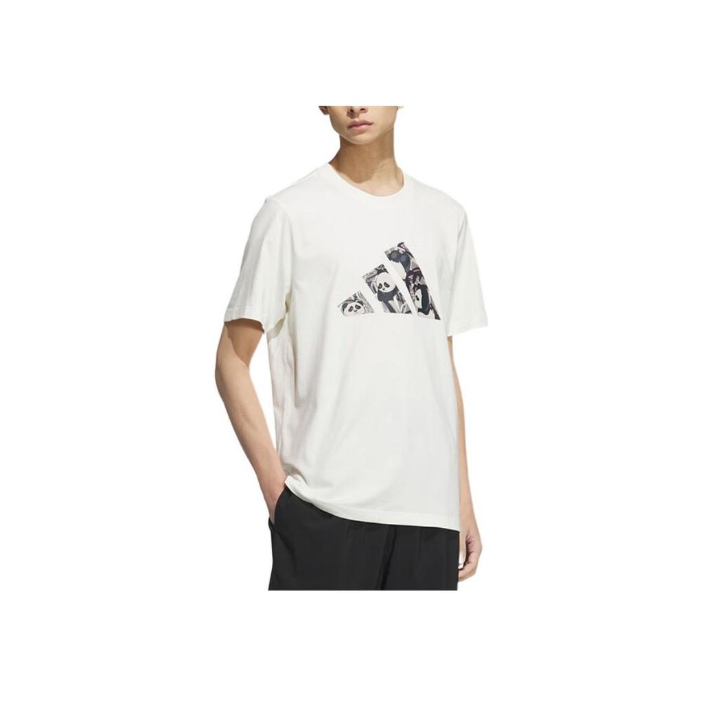Adidas Camo Sport Style Series Brand Logo Panda Short Sleeve T-Shirt Men Tops White KC3372