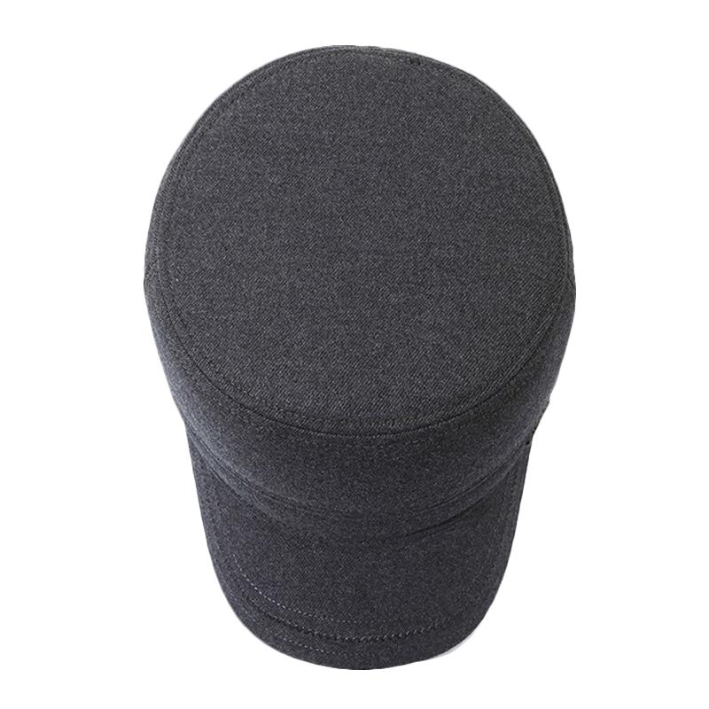 Warm Velvet Flat Top Hat for Middle-Aged and Elderly Men's Ear Protection Coldproof Forward Hat