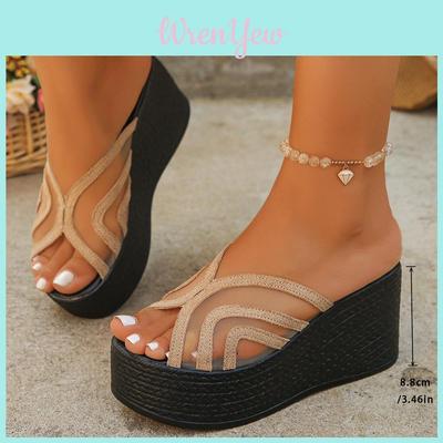 Summer Mesh Open Toe Slide Sandals With Thick Rubber Soles For Women