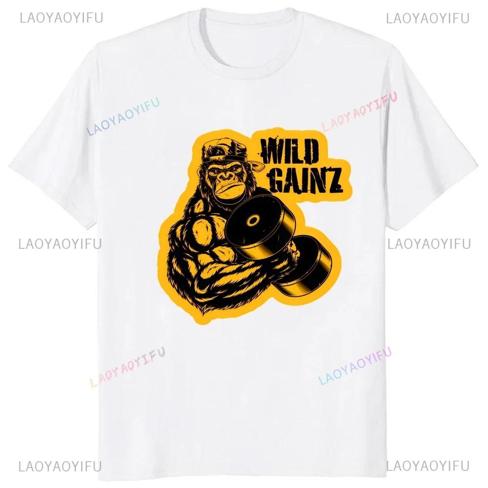 Streetwear Gorilla Gym Printed T-shirt Top Summer Trend Harajuku Short Sleeved Unisex Shirt Graphic Oversized T-shirt