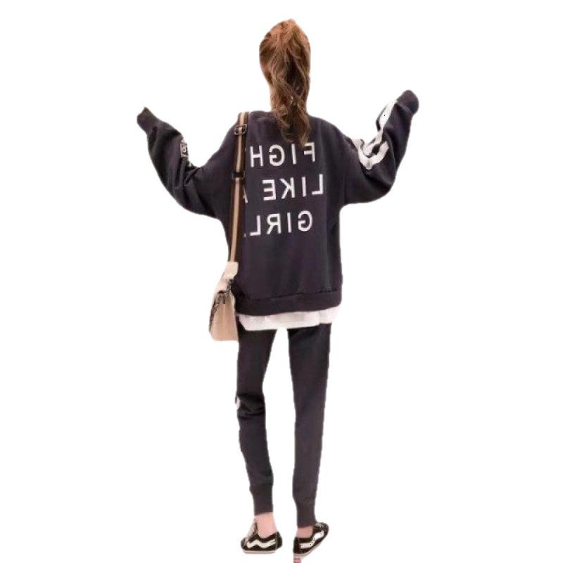 Fashion Casual Sports Suit for Women, Spring and Autumn Loose Long-sleeved Trousers, Thin Sweatshirt Two-piece Set