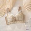 Non-magnetic steel rim bra, light and thin, large breasts, small lace bra, four-breasted breast adjustment type, large size.