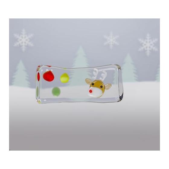 Glass Reindeer Chopstick Rest - Christmas Winter Tableware Accessory, 4.1cm