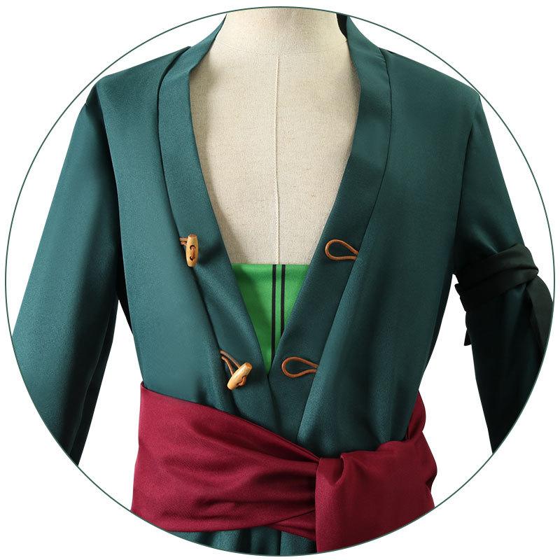 Roronoas Cosplay Kostium Anime Kimono Robe Zoro Cloak Uniform Halloween Stroje Z Kolczykami Na Comic Con