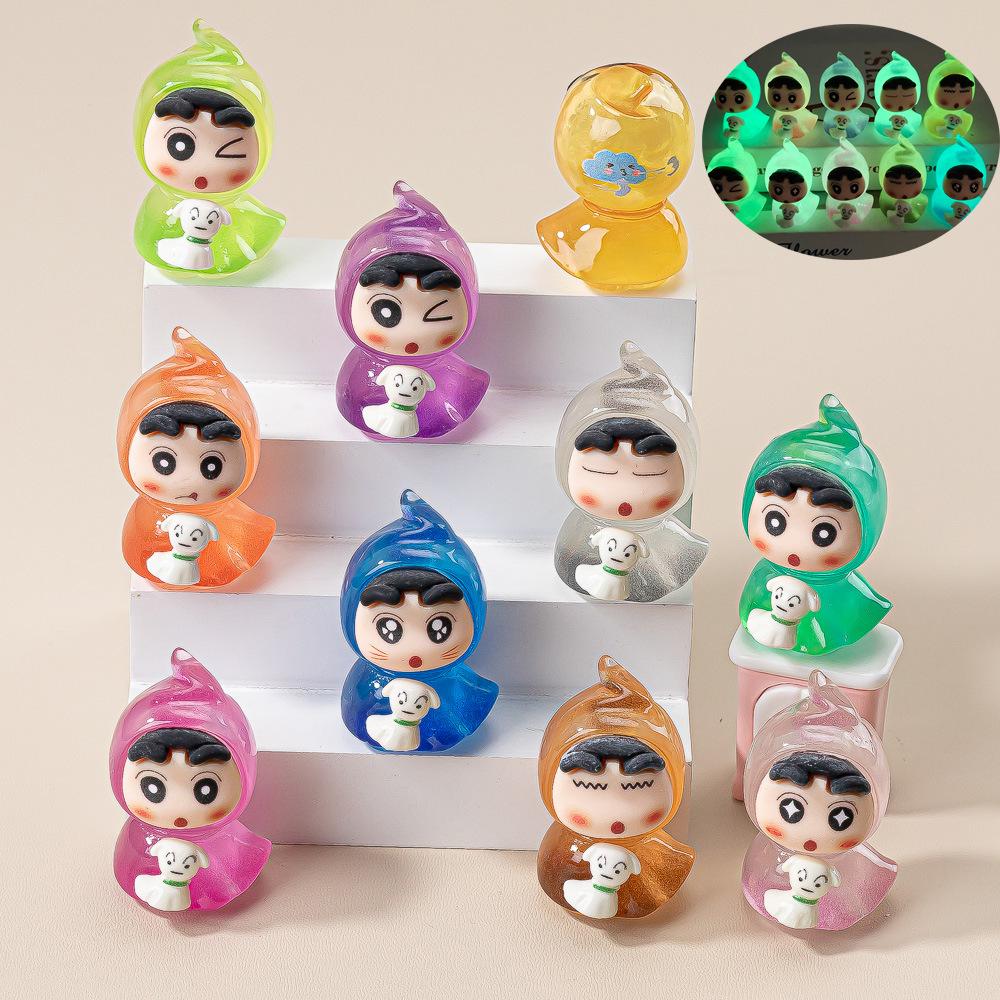 9Pcs/Set Anime Crayon Shin-Chan Mini Figurine Toy Afro Serise Collectible Model Doll Fans Gift