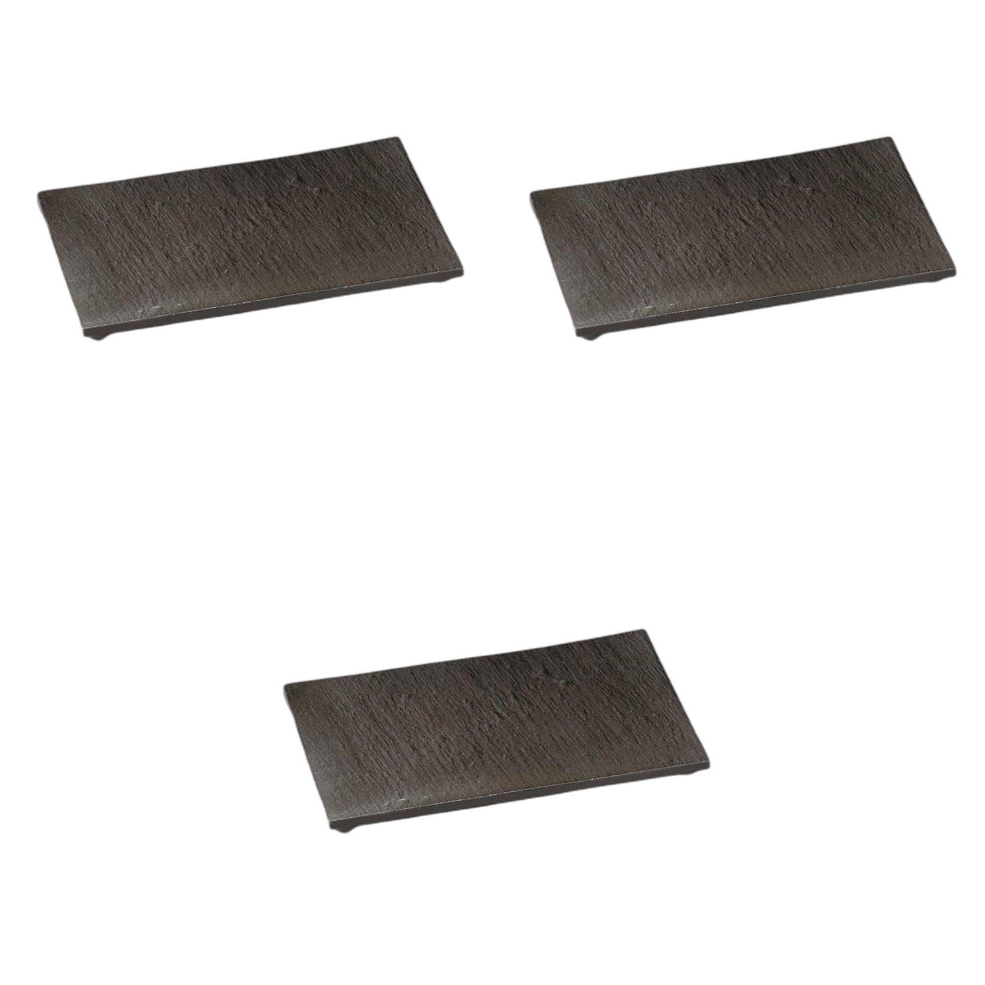 

Набор из 3 черных керамических прямоугольных тарелок x 16 x керамических сервировочных тарелок от Setomonohonpo Stone-Grain на четырех ножках 9,0 см [27 2 см]