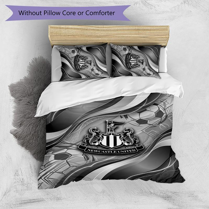 Set Lenzuola Stampato Newcastle United Football 3 Pezzi, Comodo Set Copripiumino per Camera da Letto Amico della Pelle