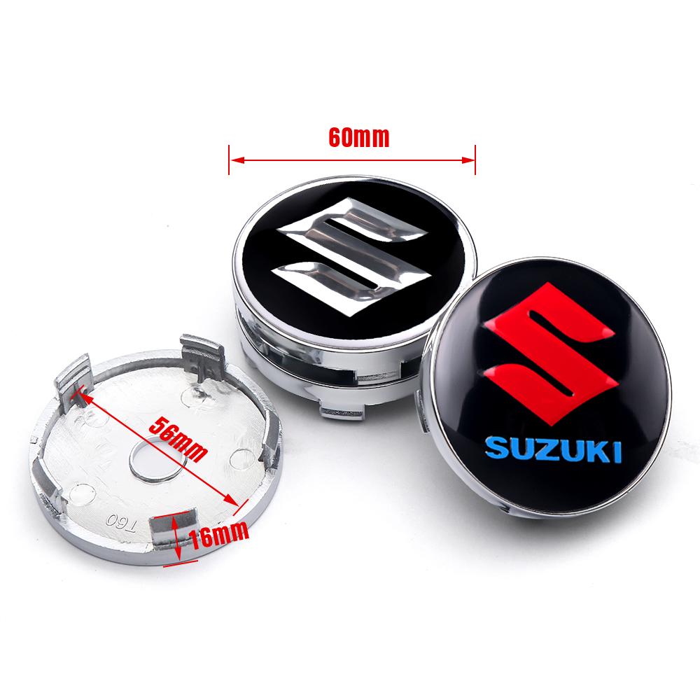 YOTA6 4pcs 56MM 60MM Car Emblem Wheel Hub Center Cap Badge Covers Sticker Styling For Suzuki SX4 SWIFT Alto Liane Vitara Jimny S-Cross