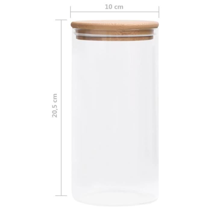 VidaXL Pots de conservation en verre couvercle en bambou 4 pcs 1200 ml