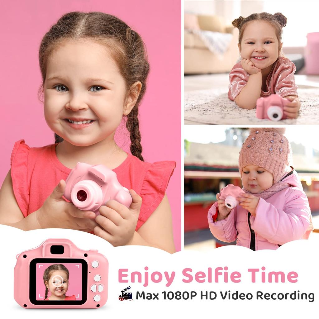 POSO Kids Toy Camera for Girls Ages High Resolution HD Recording Toy Camera 850mAh Kids Digital Camera 8x Zoom 32g SD Card Included Selfie Timer