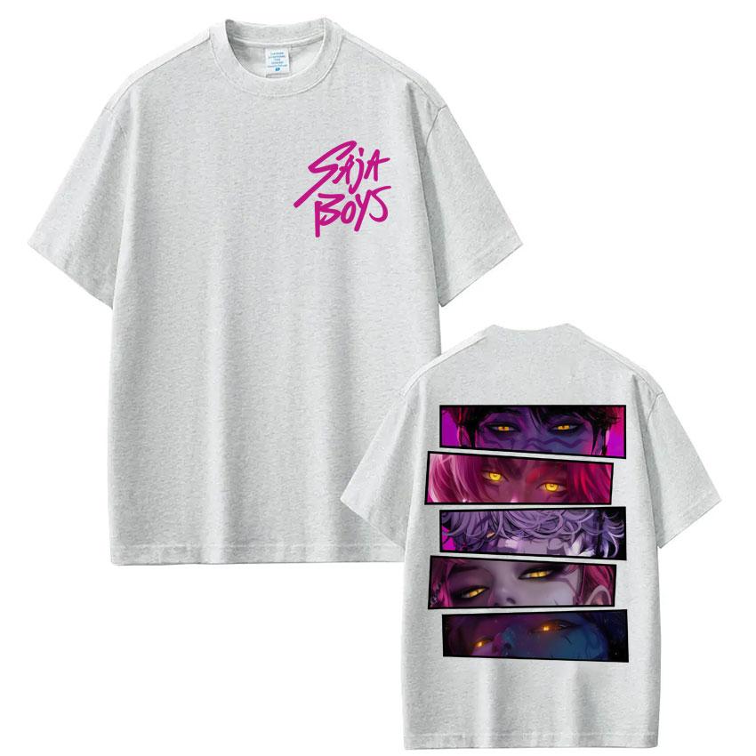 Kpop Anime Dämonenjäger Saja Jungs T-Shirts Herren Damen Vintage Trendig Beliebtes T-Shirt Oversized Baumwolle Lässige T-Shirts Streetwear