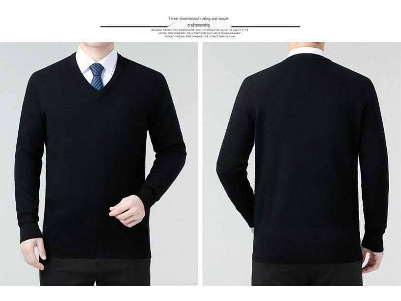 Men's Luxury Cashmere V-Neck Sweater - Warm, Stylish Autumn/Winter Layer for Middle-Aged Dads