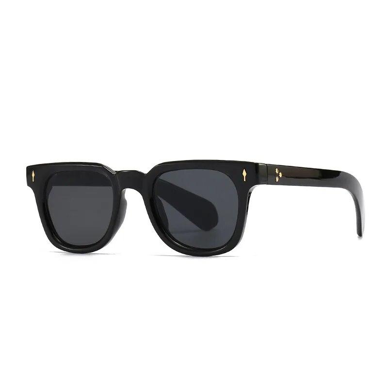 Retro Square Men Rivets Sunglasses Shades UV400 Fashion Women Green Sun Glasses