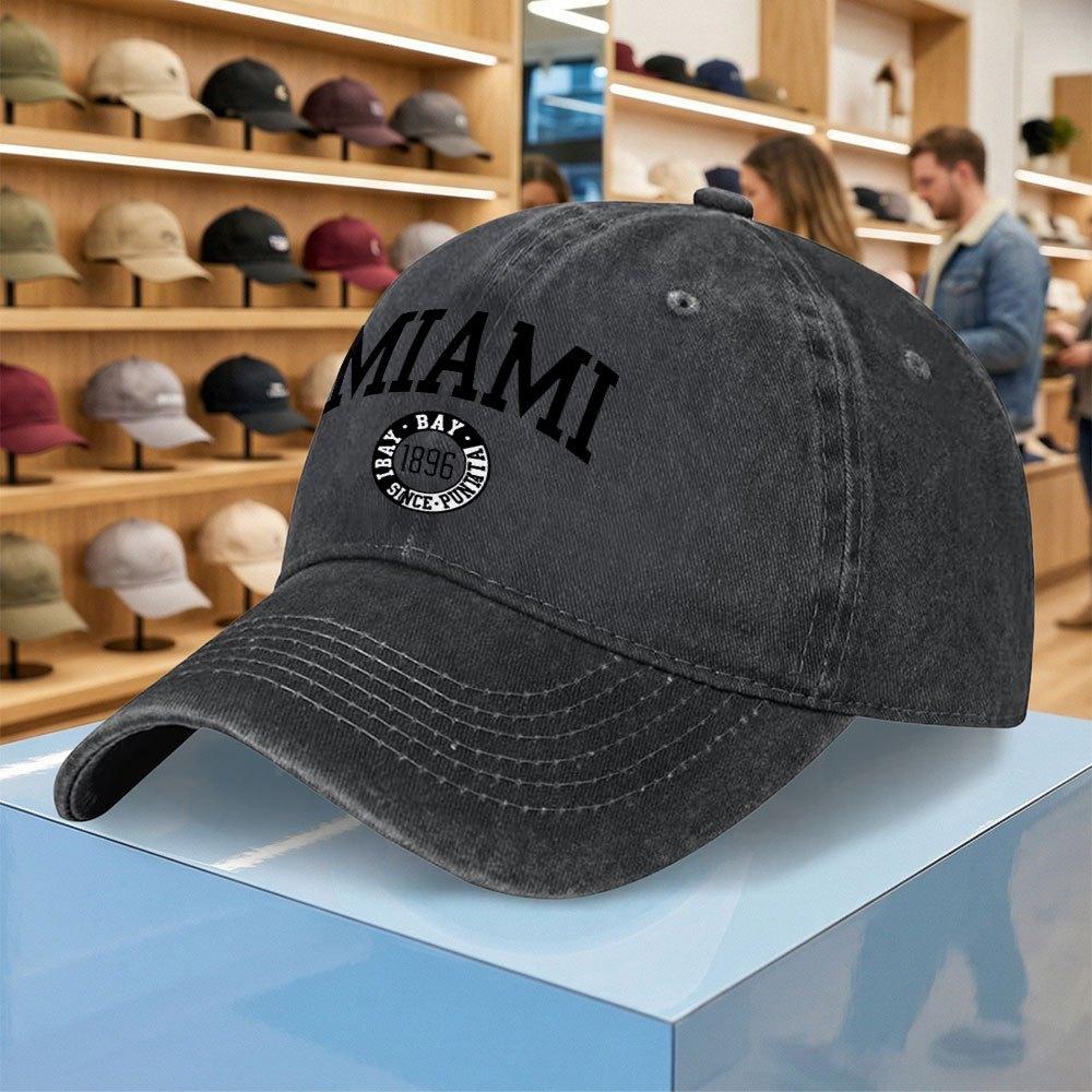 Miami Gewaschene Baseballkappe Unisex Verstellbare Entenschnabelmütze Leichte Lässige Outdoor-Sportkappe Mehrere Farben