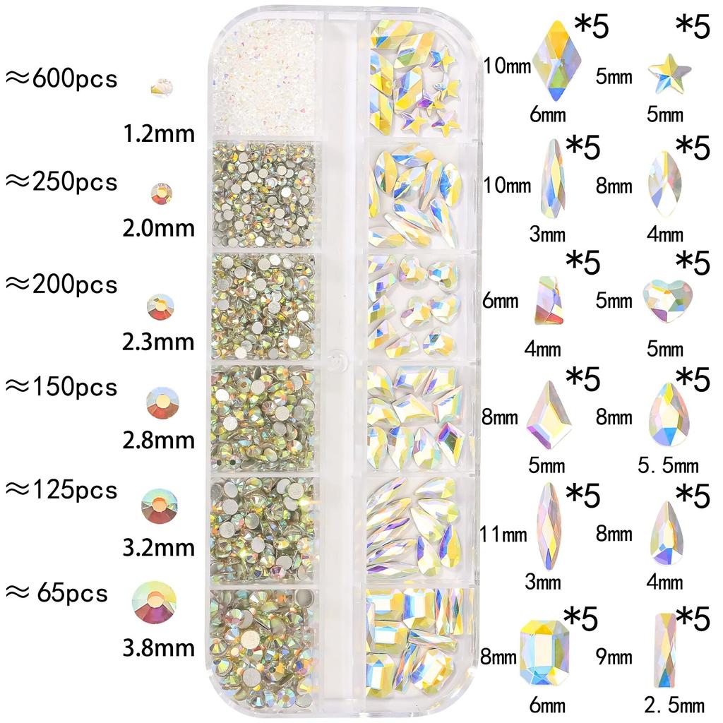 Nail Art Strass Kristall Charms Glas Edelstein Rosa Blau Flatback Gemischte Größe Nagel Charms Für DIY Nagel Dekoration