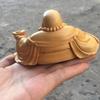 Natural Cypress Ingot Maitreya Buddha  Statue Chinese characteristic wood carving Home, Room, Office, God of Wealth Accessories