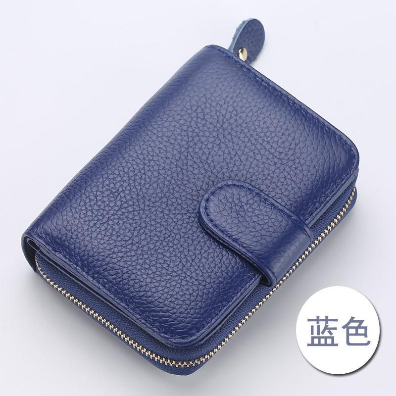 Genuine Leather RFID Blocking Wallet Men Women Short Slim Card Holder ID Case With Zipper