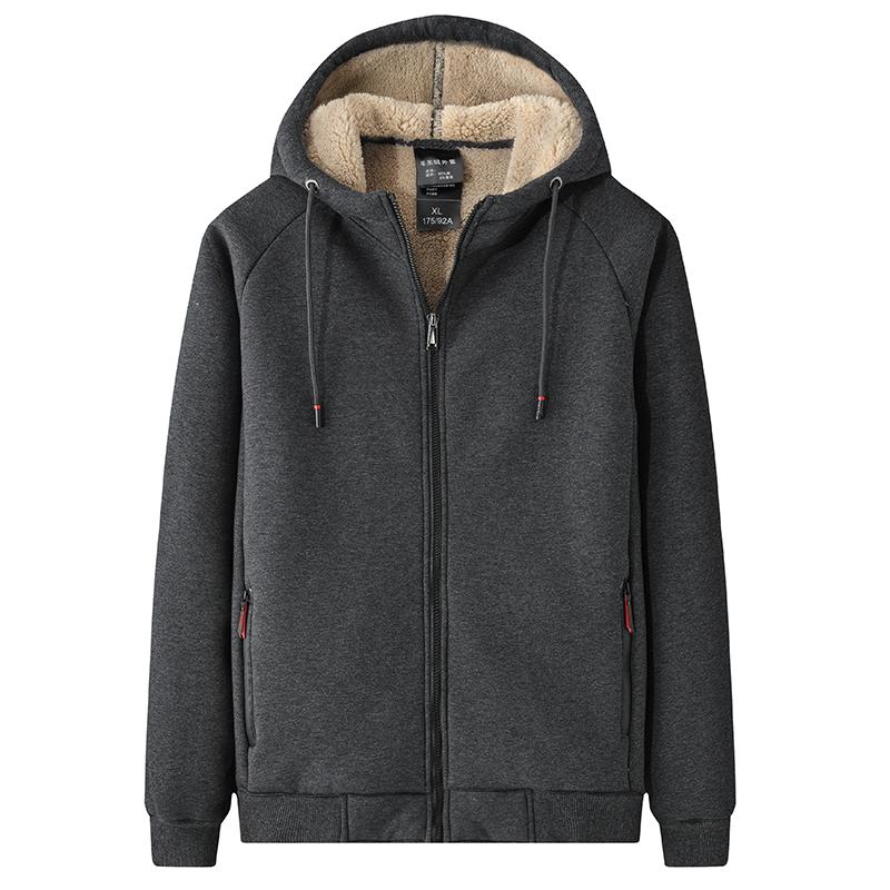 Vinter Förtjockad Huva Bomull Vinter Plus Kashmir Herr Casual Lammkashmir Plus Size Hoodie Plyschkappa